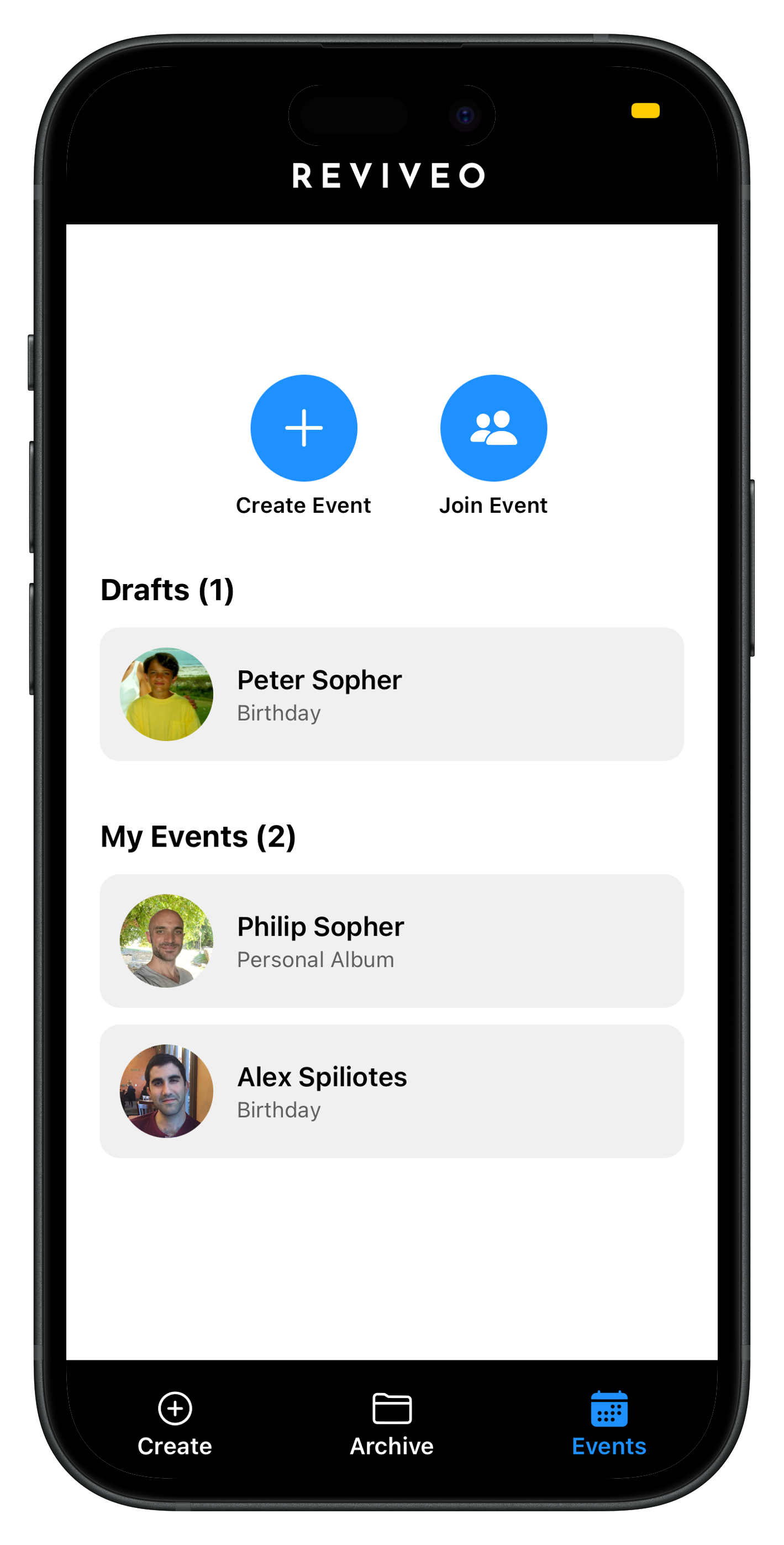 Events tab